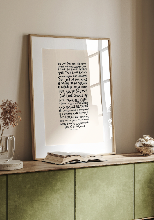 The Love That Fills This Home - Black on Ivory - Limited Edition Framed Artwork
