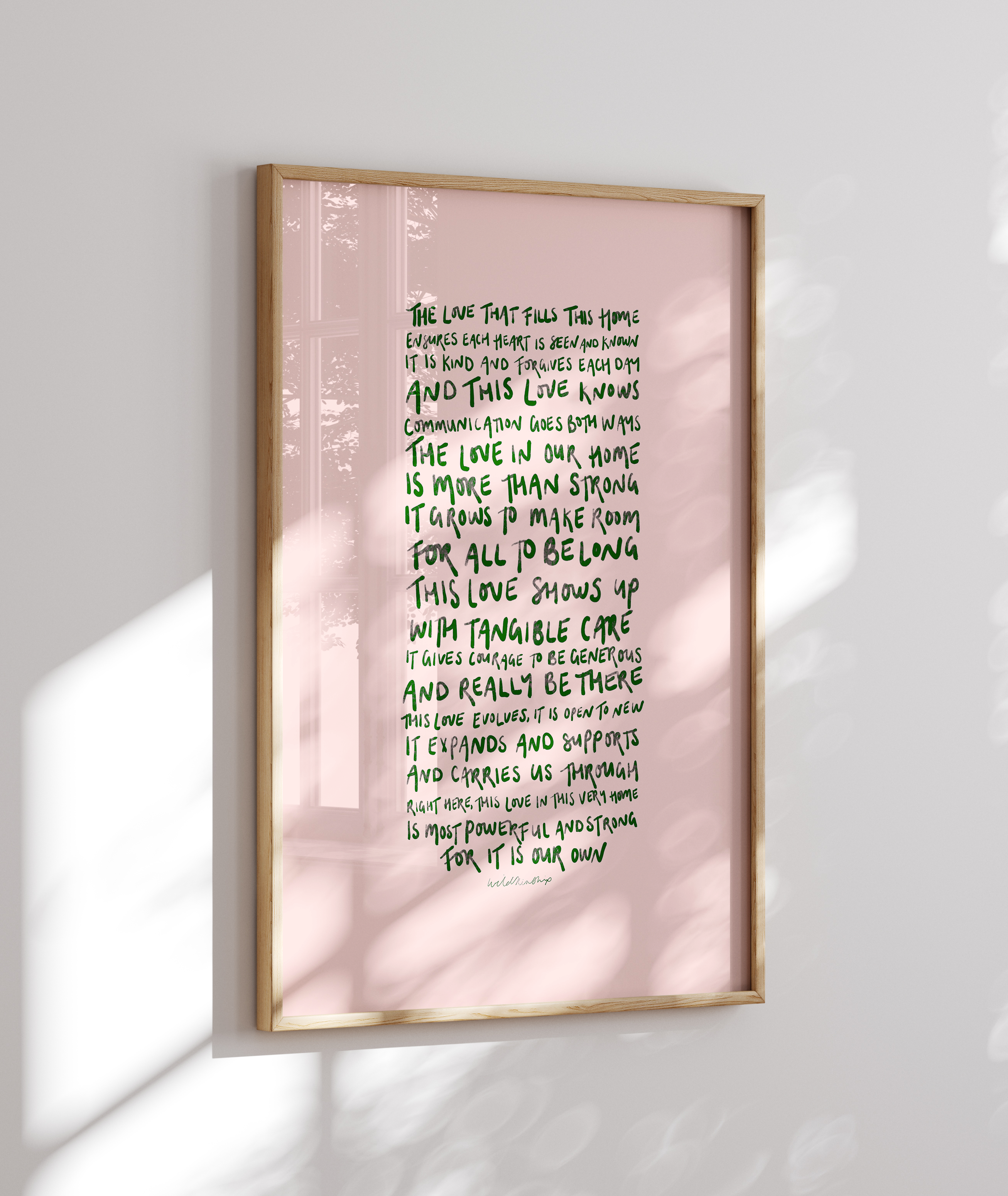 The Love That Fills This Home - Green on Peach - Limited Edition Framed Artwork
