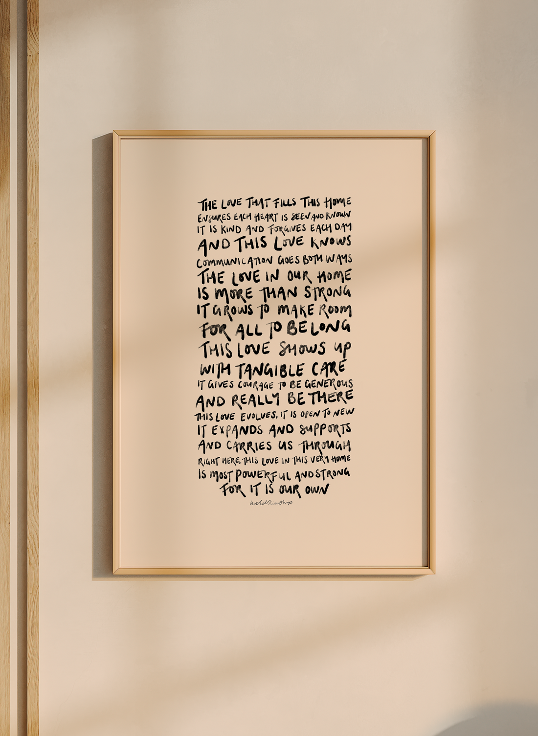 The Love That Fills This Home - Black on Ivory - Limited Edition Framed Artwork