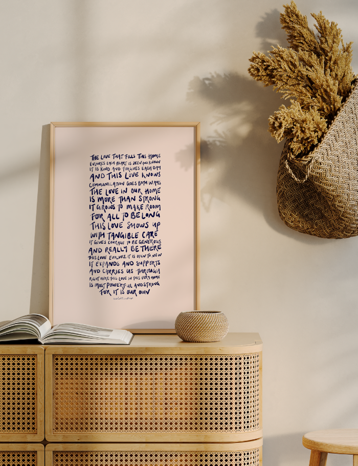 The Love That Fills This Home - Blue on Cream - Limited Edition Framed Artwork