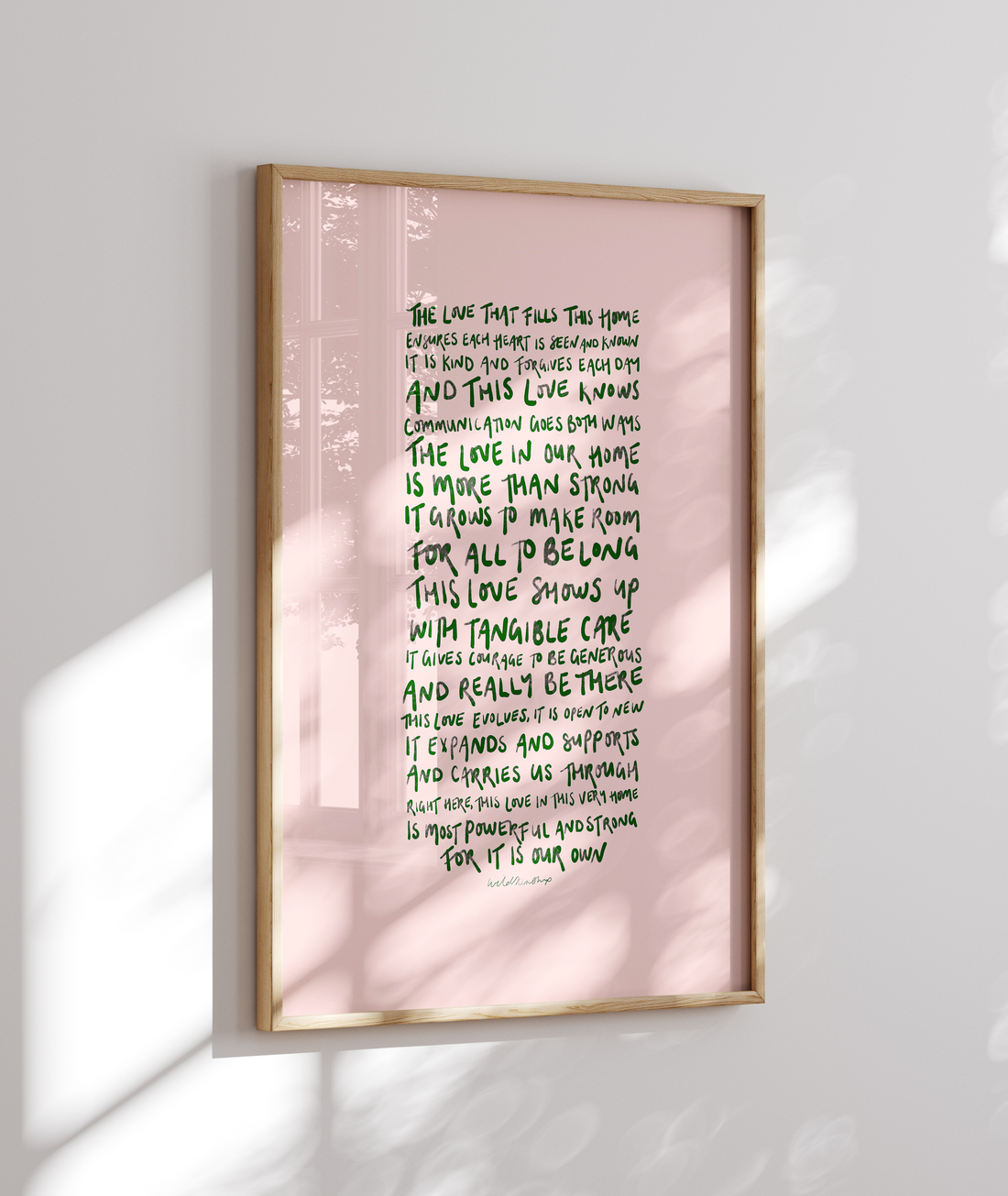 The Love That Fills This Home - Green on Peach - Limited Edition Framed Artwork