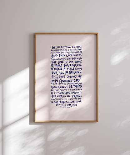 The Love That Fills This Home - Blue on Cream - Limited Edition Framed Artwork