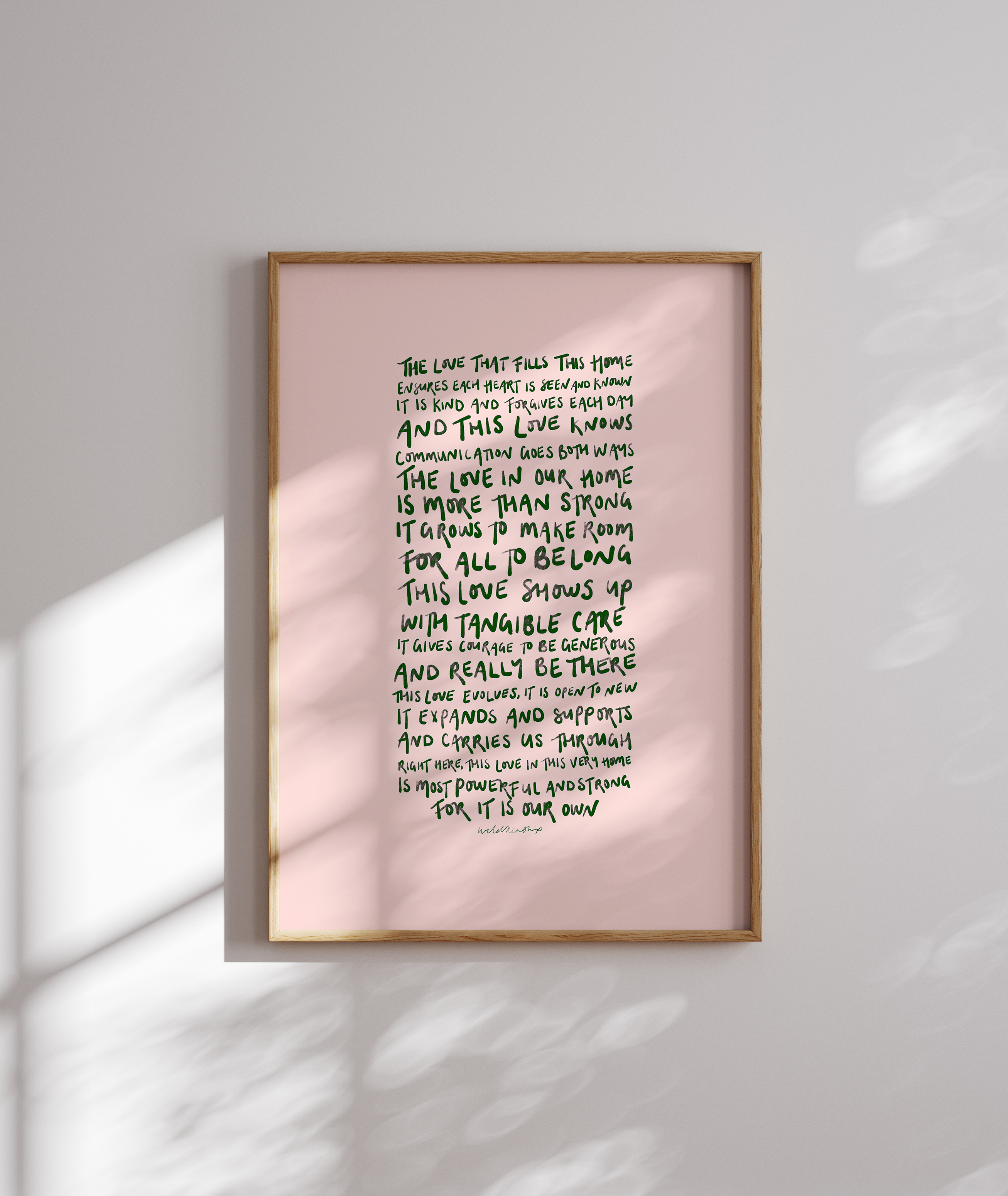 The Love That Fills This Home - Green on Peach - Limited Edition Framed Artwork